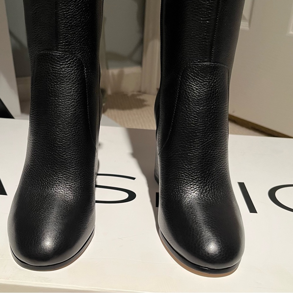 NEW Via Spiga Beline Black Pebbled Leather Over The Knee Boots Sz 5.5 NIB - Picture 14 of 16